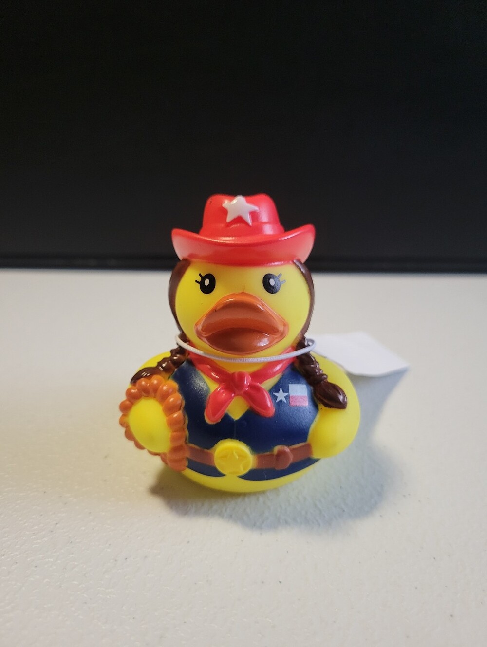 Cowgirl Rubber Duck - Blue & Red Kids Bath Toy